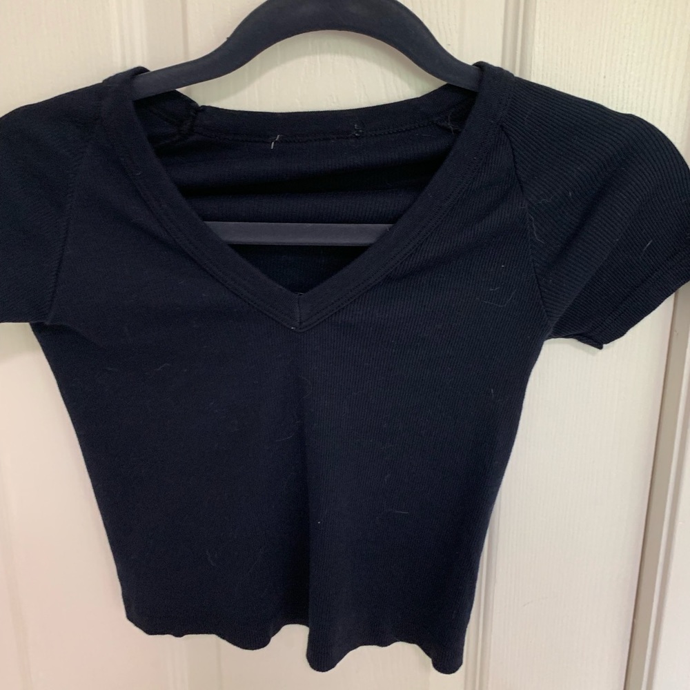 Brandy Melville navy ripped v-neck